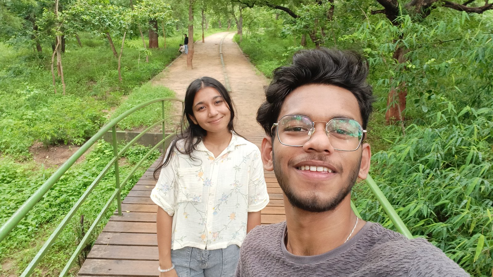 Riya and me on a green bridge